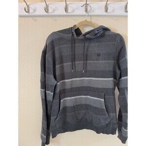 Vintage Zoo York Y2K Grunge Stripe Black and Grey Hoodie Size Medium